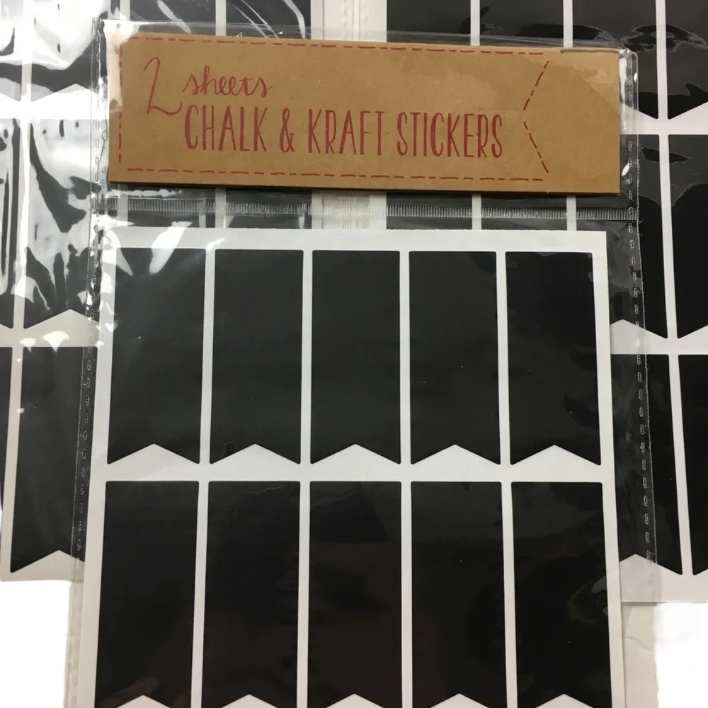 Chalk & Kraft Stickers 6 Sheets 111 Total Banner Heart Circle Bookmark Labels